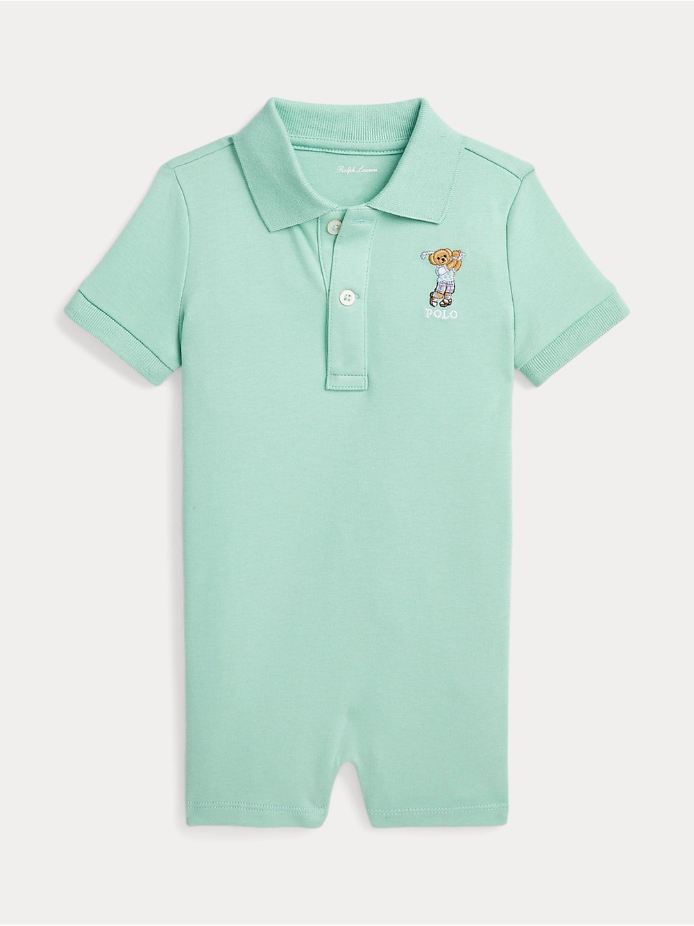 Ralph Lauren Mint Polo Bear Baby Romper